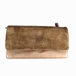 Liebeskind Wallet Brown Leather Suede Foldover Clutch
